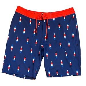 Men's red camel bombpop popsicle swim shorts trunks size 34 EUC